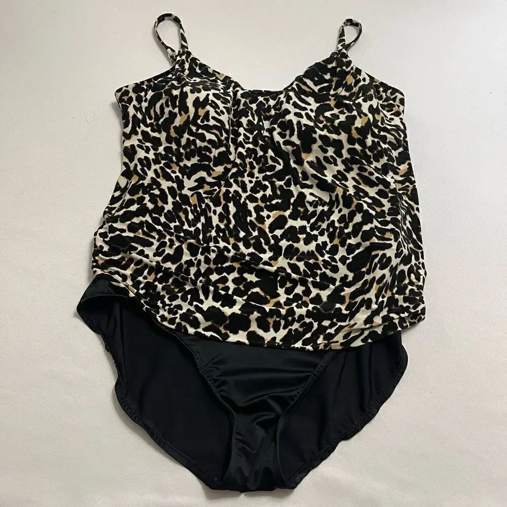 Trimshaper Black Leopard One Piece Plus Size 18